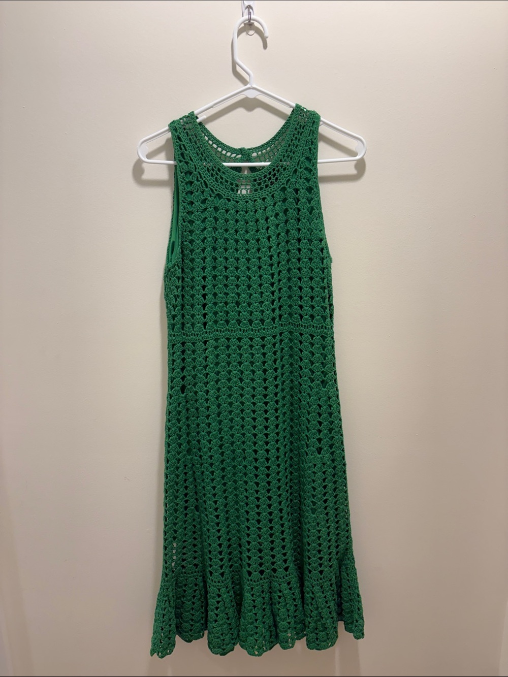 INC International Concepts Bright Green Crochet Shell Dress